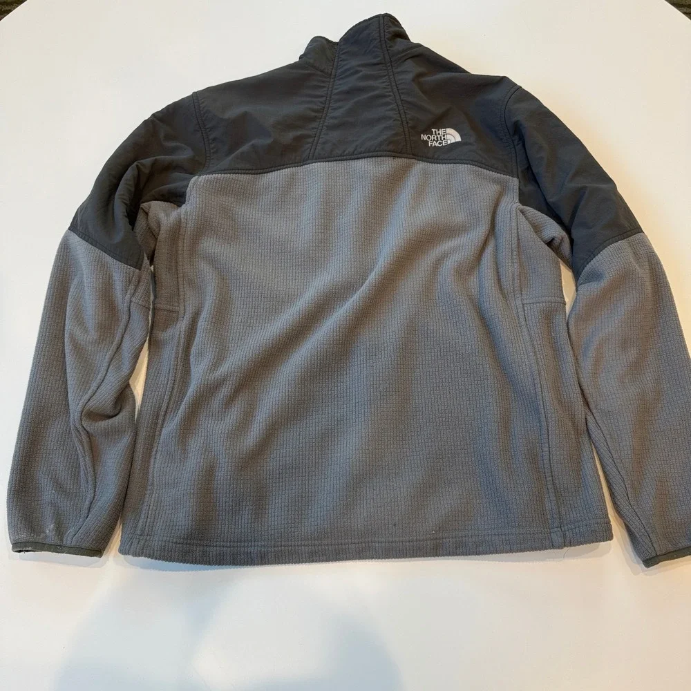 The North Face Denali 2.0 Grey Black Polyester Grid Fleece Jacket Mens Large